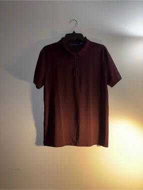 Perry Ellis Men's Half-Zip Polo Shirt - Burgundy